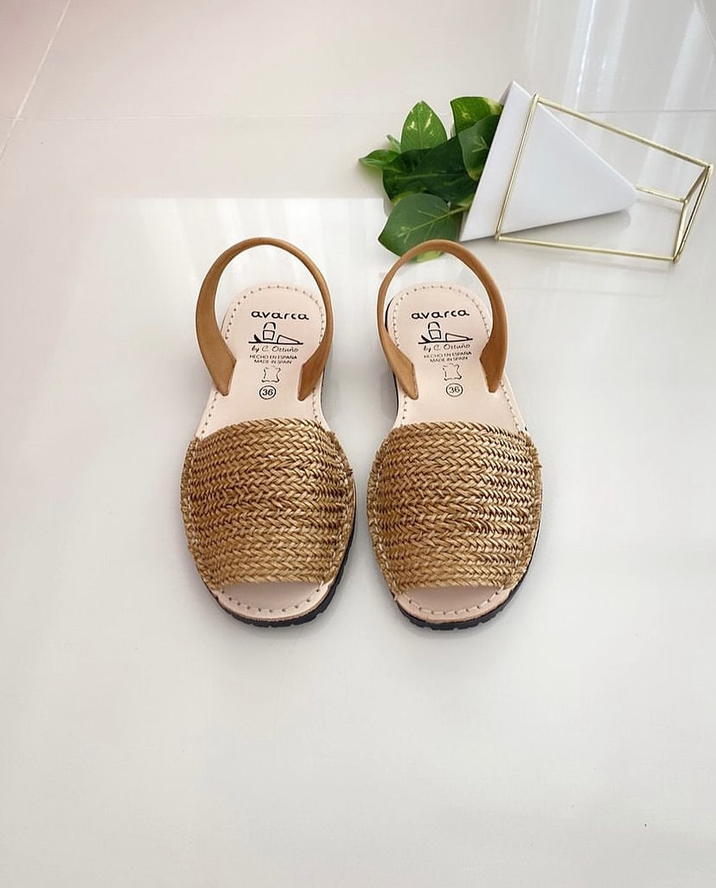 Classic Beige Braided Ladies Leather Sandal